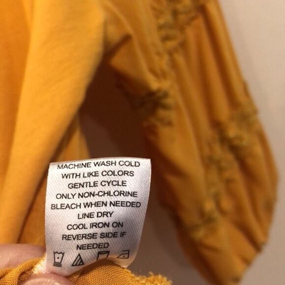 Adrienne Vittadini 2X rayon blend sunshine Yellow Peasant Poofy Sleeve Bohemian - Picture 10 of 16